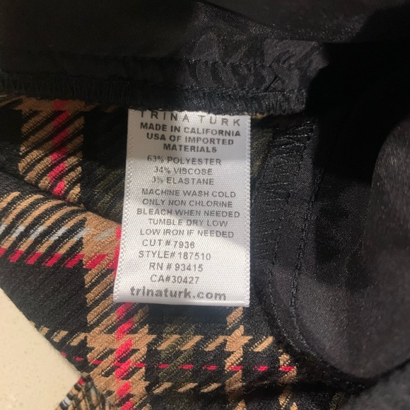 Trina Turk NEW WITH OUT TAGS, size 10 plaid pants - Picture 6 of 6